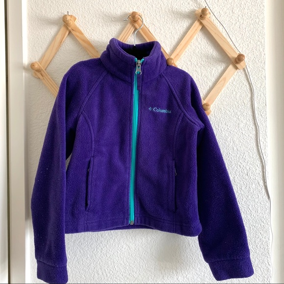 Columbia Fleeced Jacket Girls Purple - Picture 1 of 7
